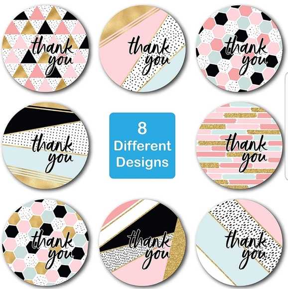 60ct  1.5" Round Stickers Premium Thank You Stickers Gold Foil - Picture 3 of 7